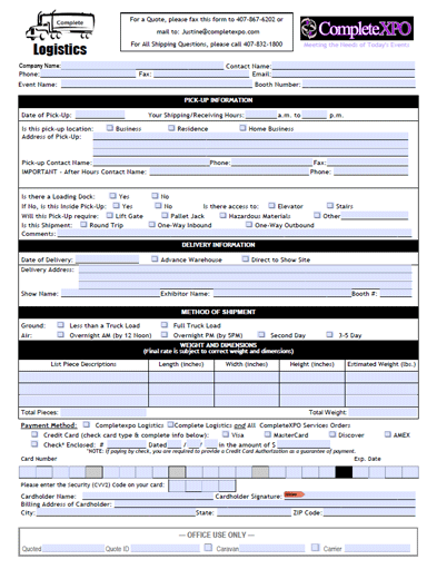 CompleteXPO Logistics Quote Form